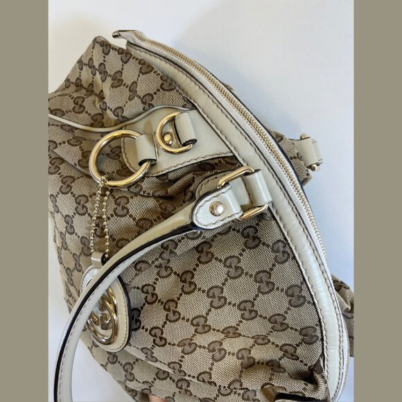 Tan Gucci GG Canvas Sukey Satchel Tote Bag - Picture 6 of 15